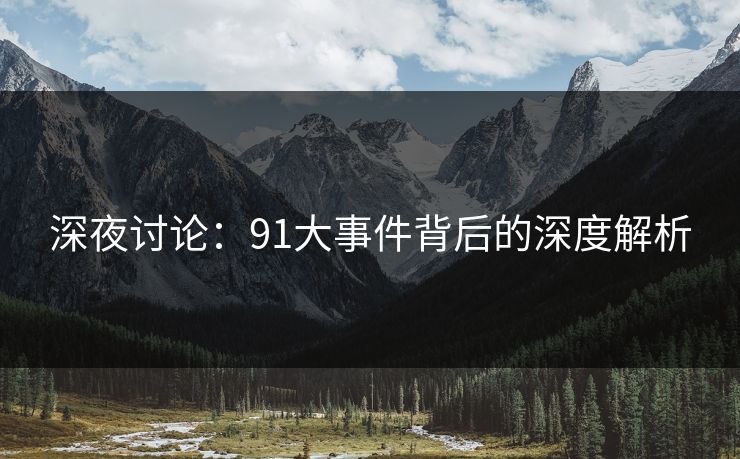 深夜讨论：91大事件背后的深度解析