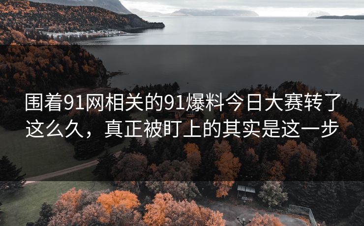 围着91网相关的91爆料今日大赛转了这么久，真正被盯上的其实是这一步