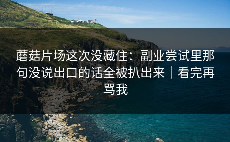 蘑菇片场这次没藏住：副业尝试里那句没说出口的话全被扒出来｜看完再骂我